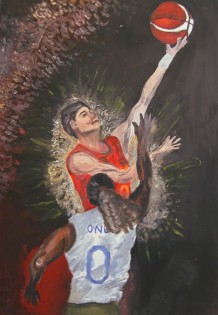 2. místo Adéla Pospíšilová, Rozhodující okamžik, tempera, ZUŠ Sologubova Ostrava