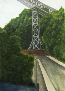 Adéla Ondřejková, Most v hlubokém lese Viadukt Rouzat, akvarel, Wichterlovo gymnázium, Ostrava