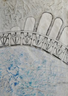 Alexandra Martínková, Inspirace detail Eiffelovy věže, strukturální kresba, Mendlovo gymnázium, Opava