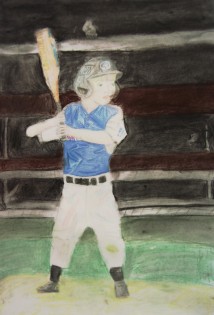 Dorota Čiefová, Můj brácha v baseballu, suchý pastel, Wichterlovo gymnázium Ostrava