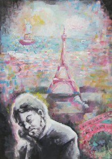 Julie Střižíková, Snící Eiffel, tempera, ZUŠ Valčíka, Ostrava