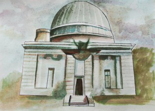 Kateřina Skálová, Observatoř v Nice, akvarel, Wichterlovo gymnázium, Ostrava