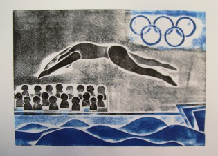 Kristina Rychlá, tisk z koláže, Wichterlovo gymnázium, Ostrava