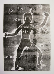 Linda Kotyzová, Lezecká stěna, tisk z koláže, Wichterleho gymnázium Ostrava