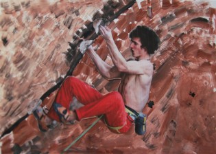 Maxmilián Hošťálek, Adam Ondra, tempera a koláž, Církevní gymnázium Plzeň
