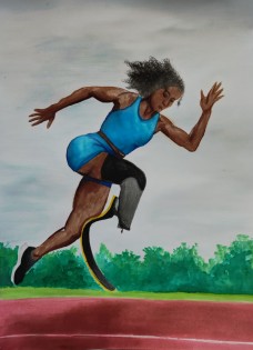 Natálie Anna Bigošová, Silná Femita Ayanbeku, akvarel, Jazykové gymnázium Pavla Tigrida, Ostrava