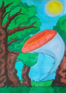 Ondřej Altmann, Frisbeegolf, akvarelový fix, SŠ techniky a služeb Karviná