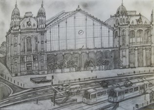 Ondřej Bílek, Nádraží v Budapešti, tužka, ZŠ Fryčovice