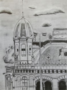 Tereza Bočková, Detail nádraží v Budapešti, tužka, ZŠ Hlučín