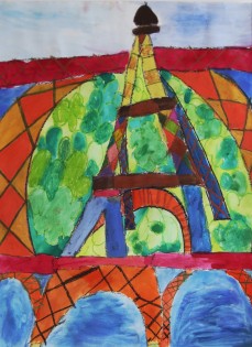 Tereza Chalupová, 7 let, Pocta Gustavu Eiffelovi, pastel tempera, ZŠ Šrámkova, Opava