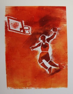 Veronika Poslušná, tisk z koláže, Jazykové gymnázium Pavla Tigrida Ostrava