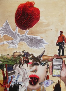 Veronika Turáčková, Pohyb je život, koláž a tužka, SŠ prof. Zdeňka Matějčka, Ostrava