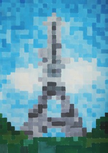 Zora Demlová, a la minecraft, tempera, Jazykové gymnázium Pavla TIgrida, Ostrava