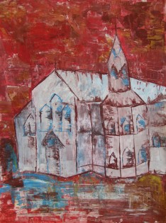 Sofie Jarošová, Kostel sv. Marka, tempera, ZUŠ Valčíka, Ostrava