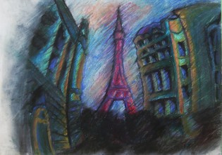 Alexandra Drabáková, suchý pastel, ZUŠ Valčíka, Ostrava
